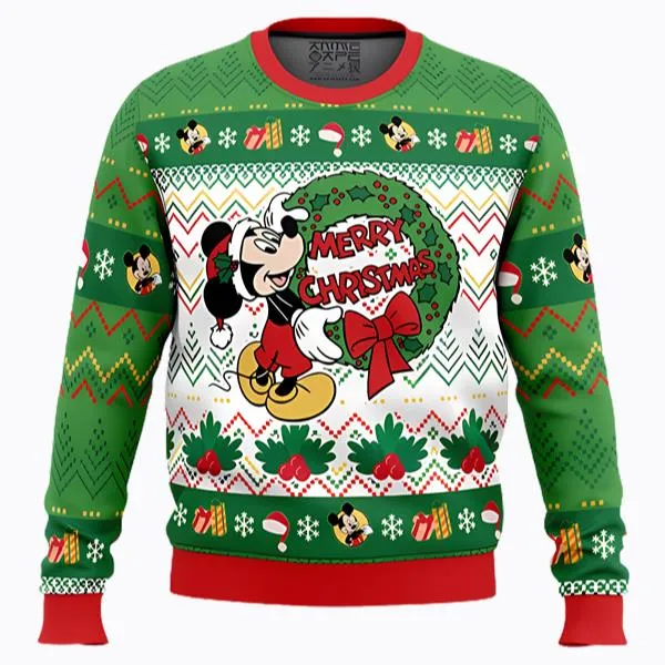 Cute Disney Xmas Ugly Sweater, Merry Christmas Mickey Mouse Disney Ugly Christmas Sweater