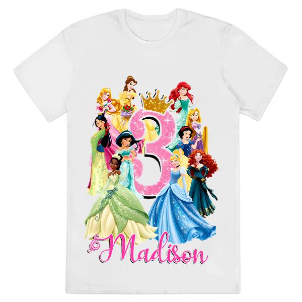 Disney Princess Birthday T-Shirt, Princess Party Shirt, Girls Birthday Shirt, Gift Birthday Shirt