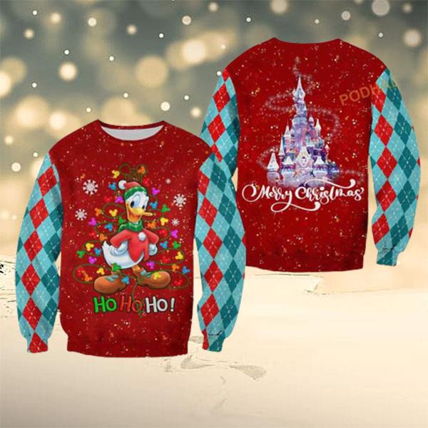 Donald Duck Xmas Red Blue 2023 Disney Ugly Christmas Sweater