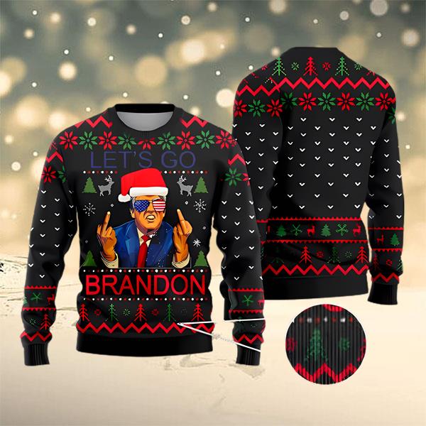 Funny Donald Trump Santa Let’s Go Brandon Ugly Christmas Sweater