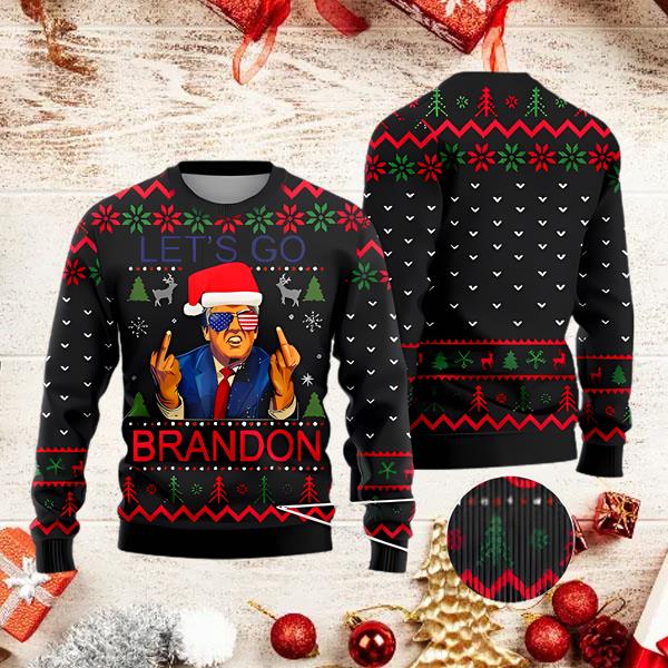 Funny Donald Trump Santa Let’s Go Brandon Ugly Christmas Sweater