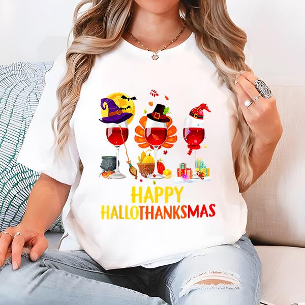 Funny Halloween Christmas Thanksgiving T-Shirt, Cute Funny Halloween Christmas T-Shirt