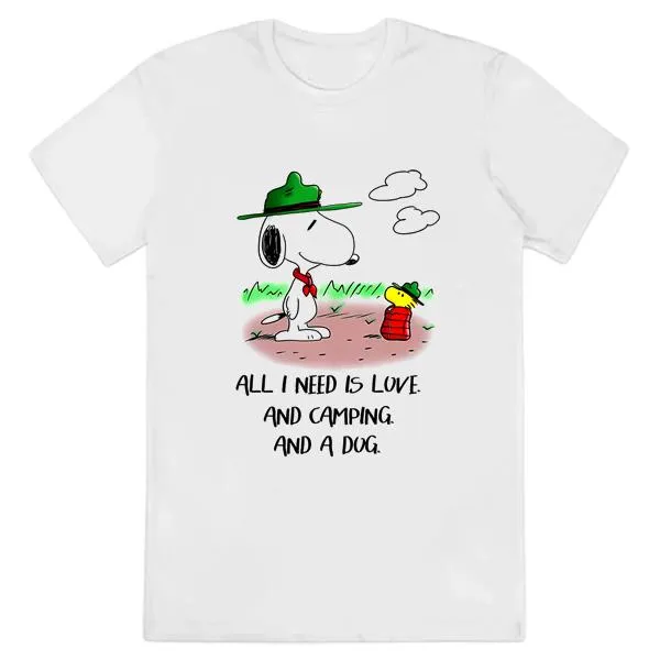 Camping Snoopy And Woodstock All I Need Is Love And Camping And A Dog Shirt
