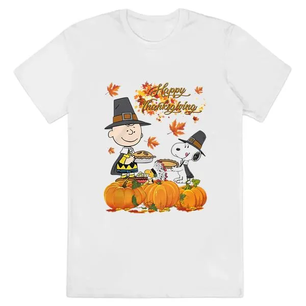 Charlie Brown And Snoopy Woodstock Happy Thanksgiving Shirt