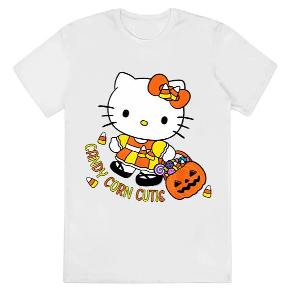 Hello Kitty Candy Corn Cutie Halloween Thanksgiving T-Shirt