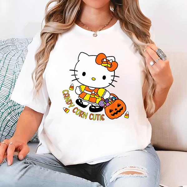 Hello Kitty Candy Corn Cutie Halloween Thanksgiving T-Shirt