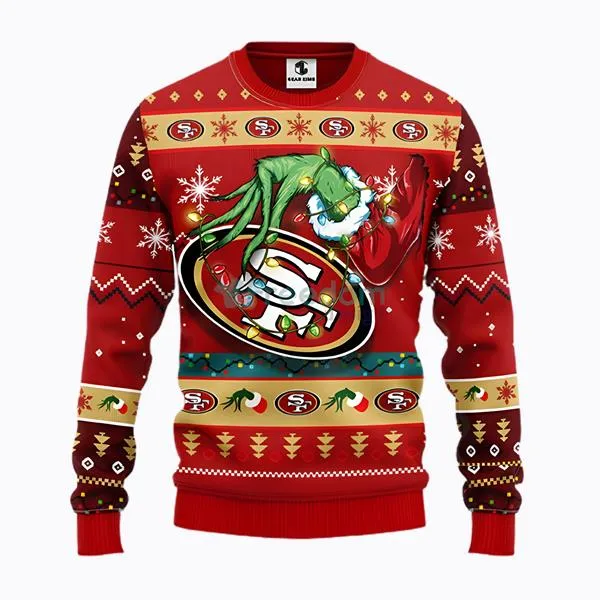 NFL San Francisco 49ers Grinch Hand Ugly Christmas Sweater