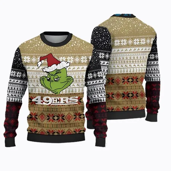 NFL San Francisco Giants 49ers Grinch Ugly Christmas Sweater For Men