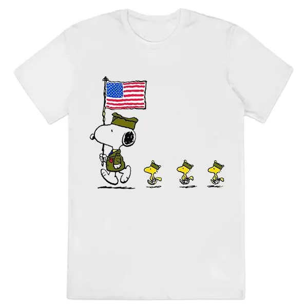 Peanuts Snoopy  And Woodstock USA Flag Patriotic Shirt