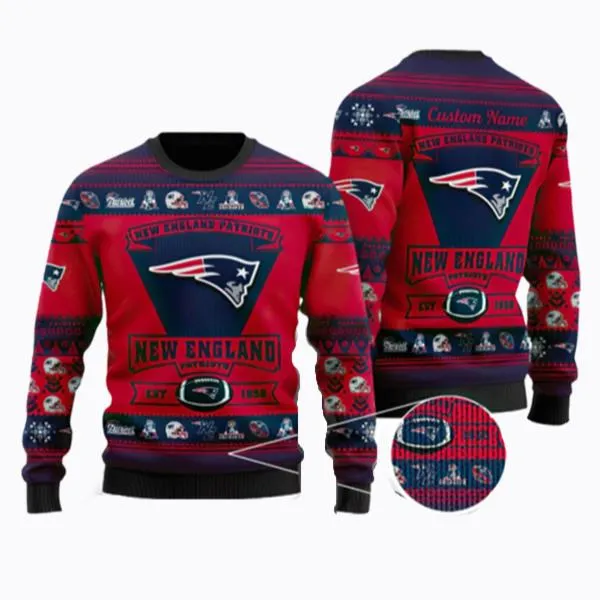 Personalized New England Patriots Football Ugly Christmas Sweater -personalized new england patriots football ugly christmas sweater vhz