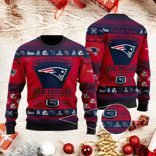 Personalized New England Patriots Football Ugly Christmas Sweater -personalized new england patriots football ugly christmas sweater ezfgm
