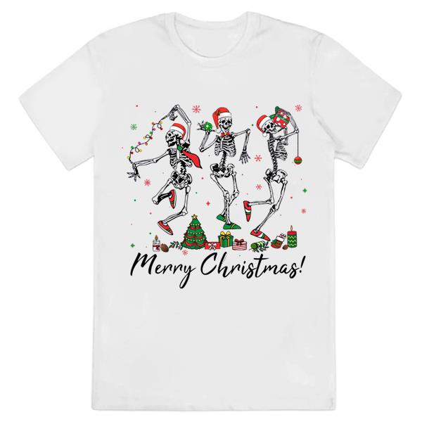 Skeleton Merry Christmas Shirt, Dancing Skull Christmas Shirt