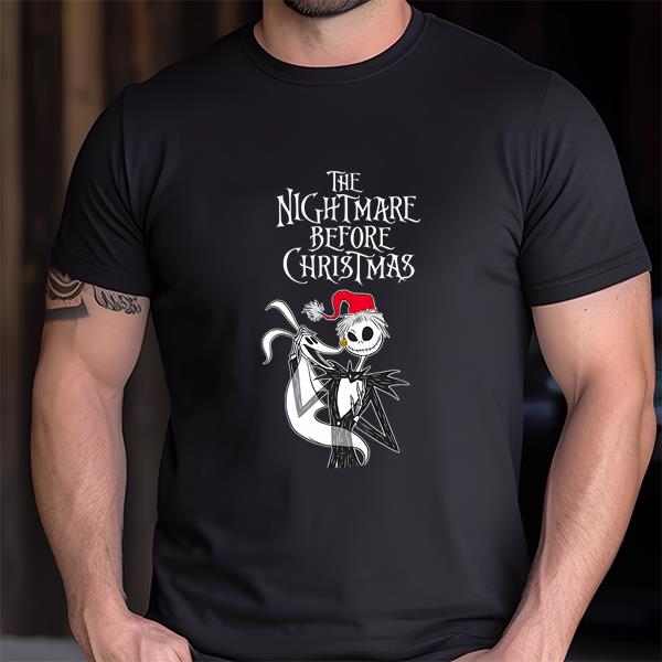 The Nightmare Before Christmas Jack Skellington Santa Hat Logo T-Shirt