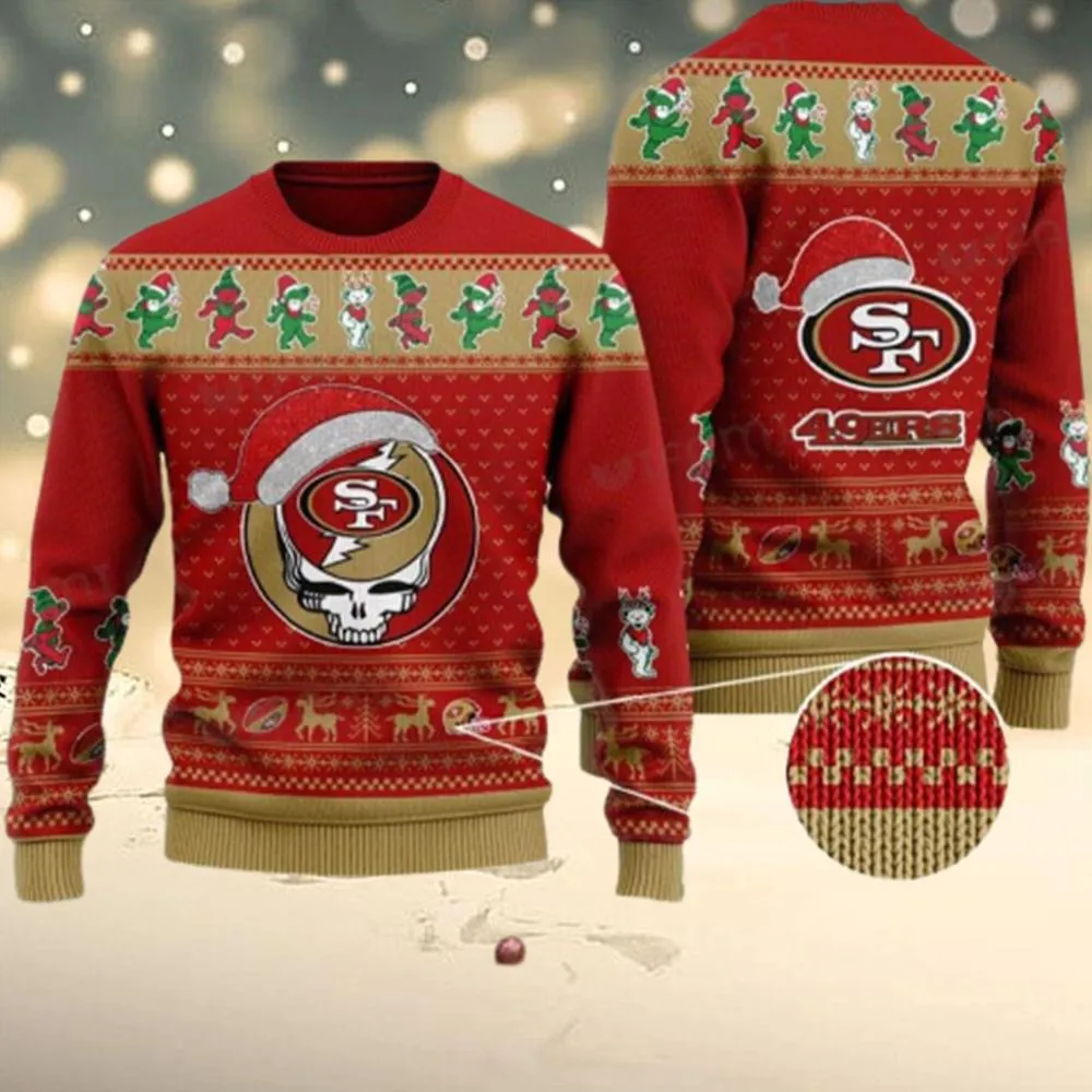 49ers Christmas Sweater Grateful Dead Santa Hat San Francisco 49ers Gift