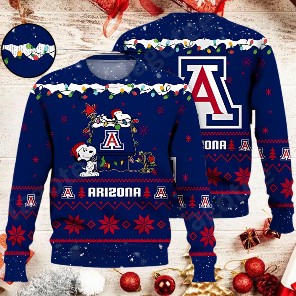 Arizona Wildcats Snoopy NCAA Ugly Christmas Sweater