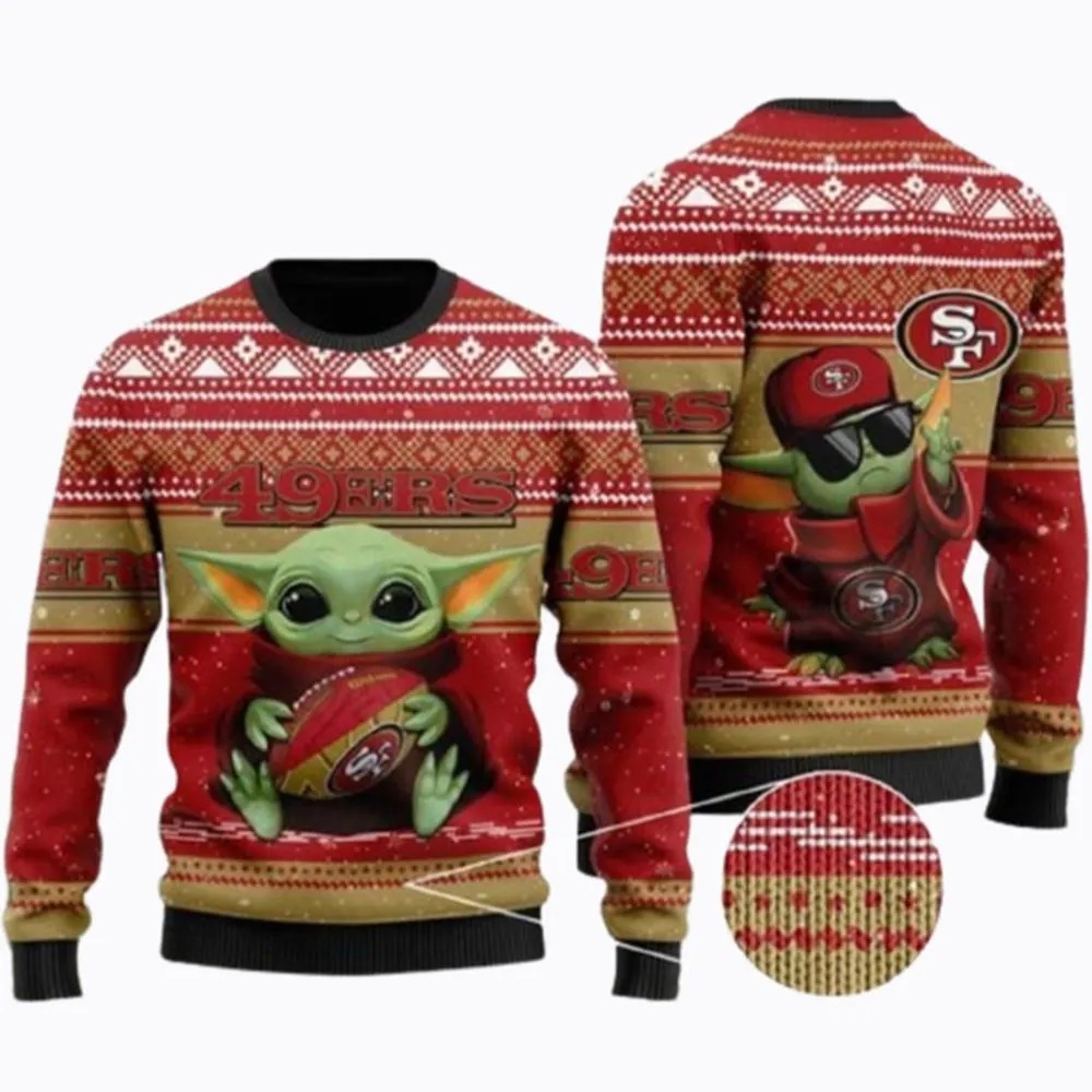 Baby Yoda San Francisco 49ers Christmas Ugly Sweater