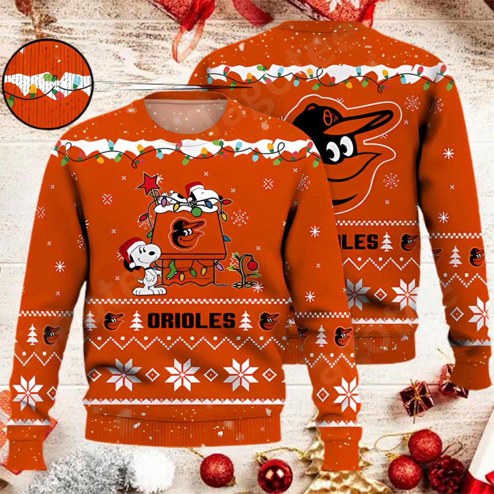 Baltimore Orioles Snoopy MLB Ugly Christmas Sweater