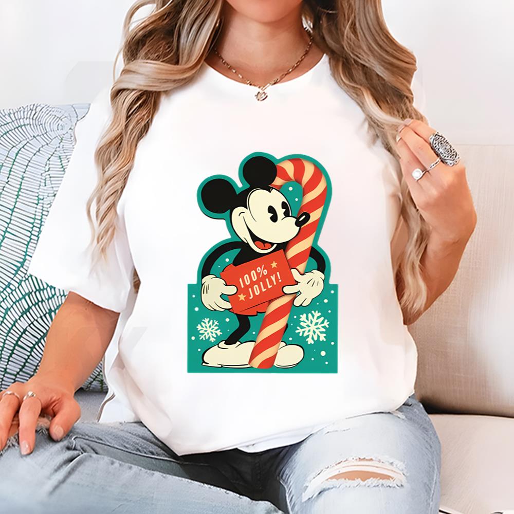 Disney Mickey Candy Cane Christmas T-Shirt