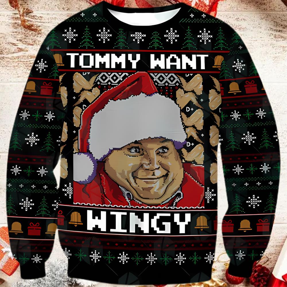 Holy Schnikes Chris Farley Tommy Want Wingy Ugly Christmas Sweater