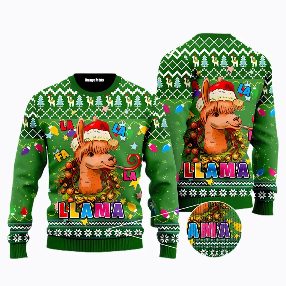 Llama In Santa Hat Ugly Christmas Sweater -llama in santa hat ugly christmas sweater o q-Angelicshirt