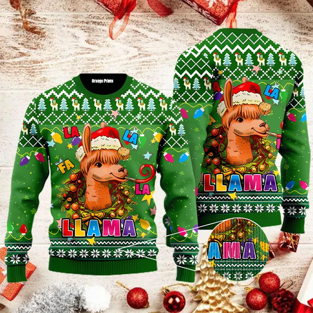 Llama In Santa Hat Ugly Christmas Sweater -llama in santa hat ugly christmas sweater vsozp-Angelicshirt