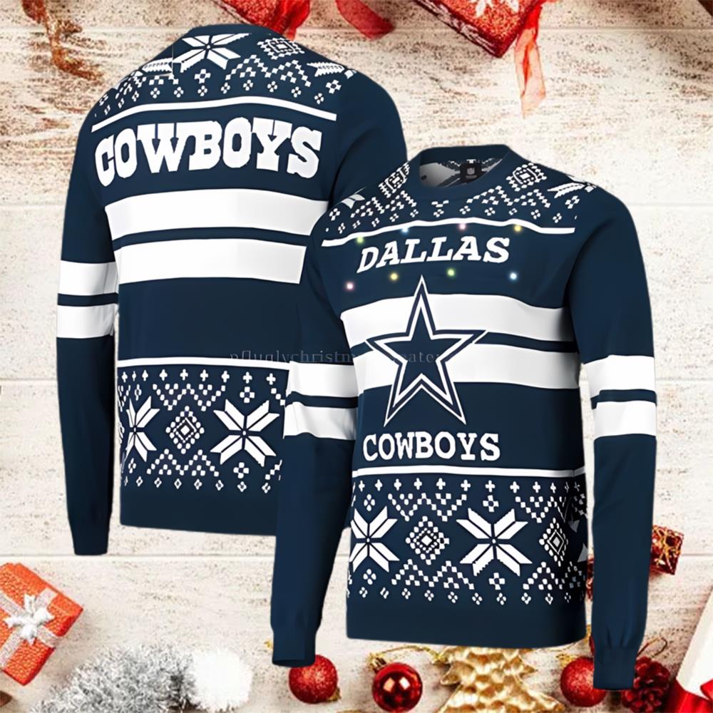 NFL Dallas Cowboys Light Up All Over Print Ugly Christmas Sweater