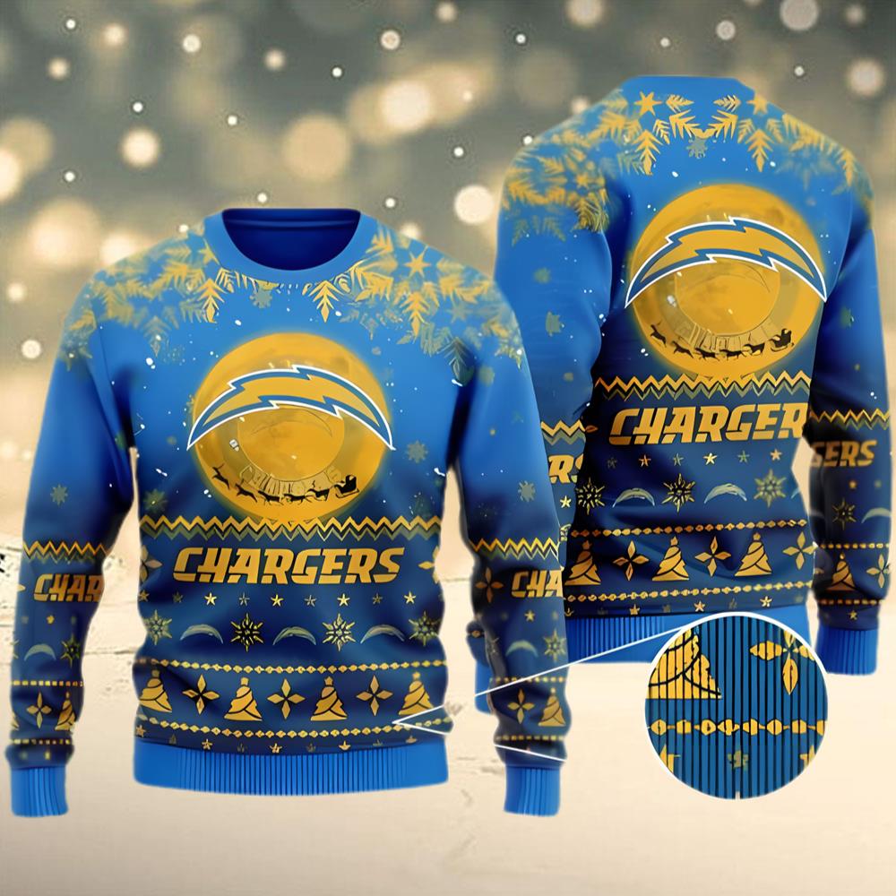 NFL Los Angeles Chargers Blue Gold Ugly Christmas Sweater
