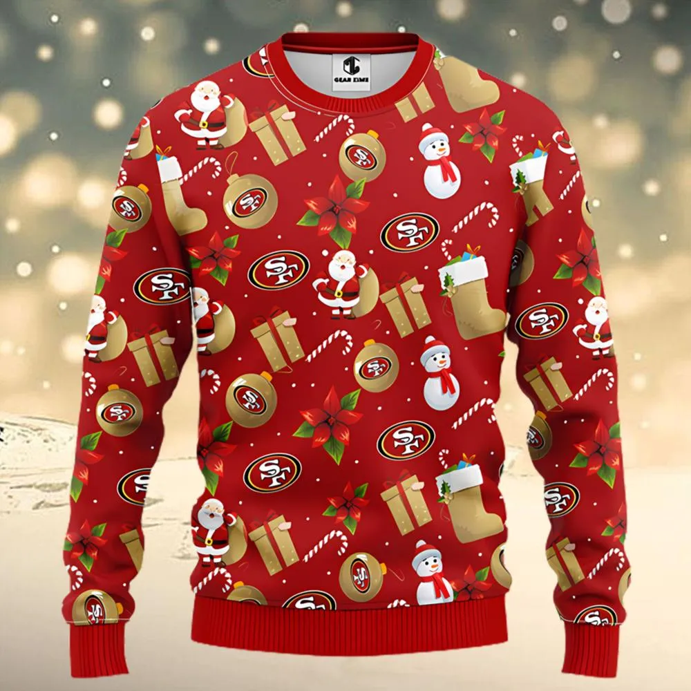 NFL San Francisco 49ers Santa Claus Snowman Ugly Christmas Sweater