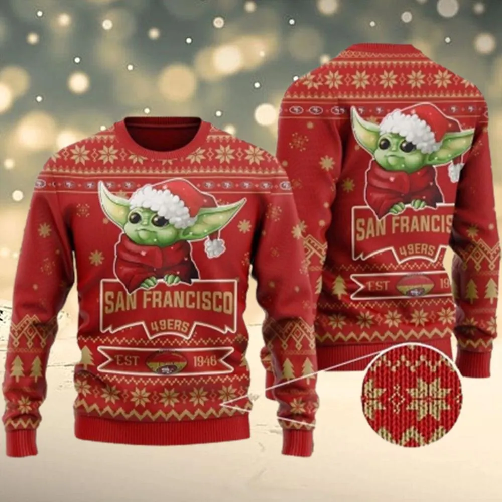 NFL San Francisco 49ers Ugly Christmas Sweater Cute Baby Yoda Sweater