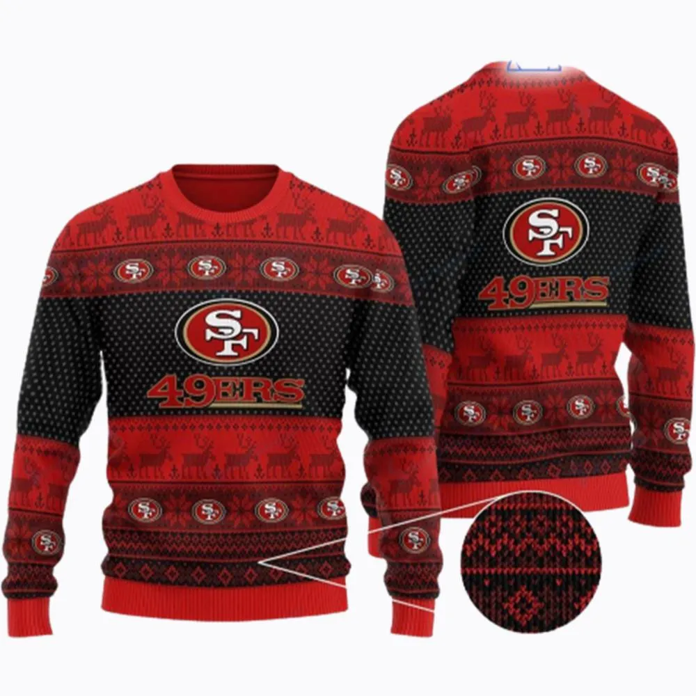 San Francisco 49ers Football Team NFL Ugly Christmas Sweater -san francisco ers football team nfl ugly christmas sweater s w j-Angelicshirt