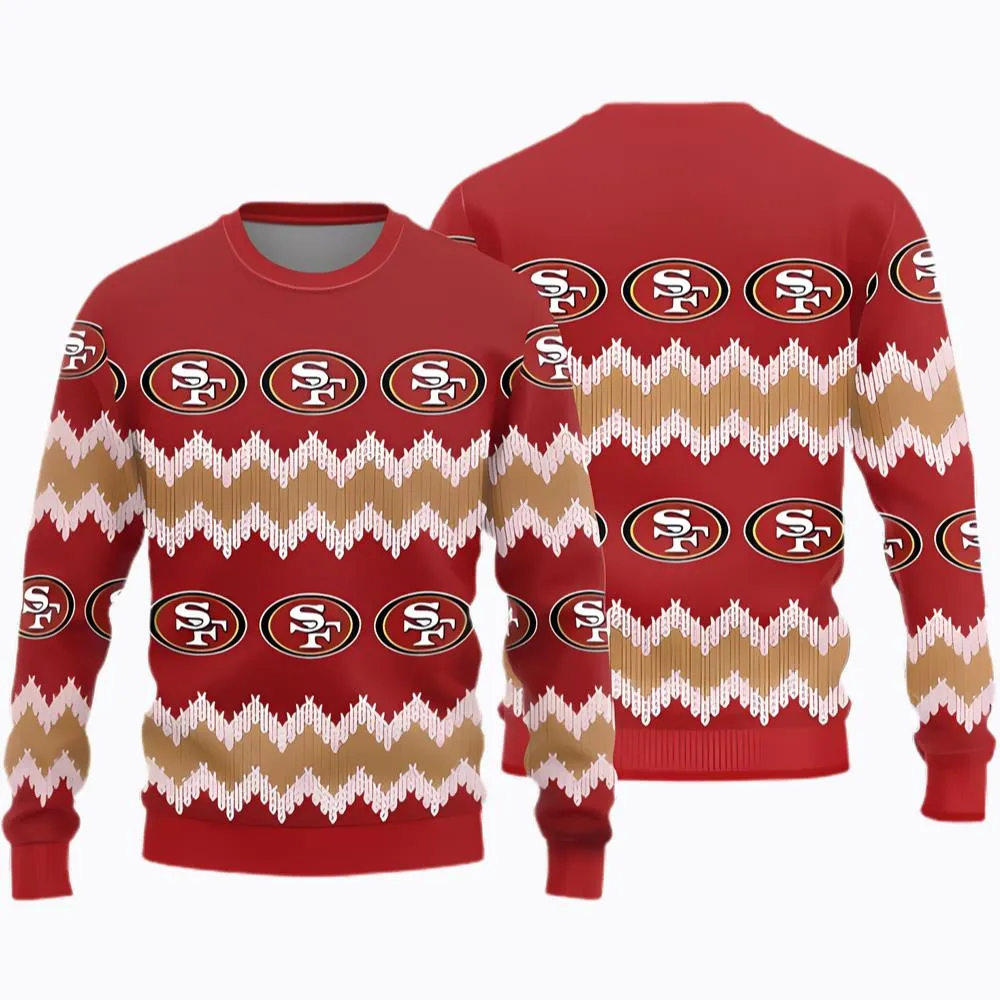 San Francisco 49ers Logo Knitted Pattern Ugly Christmas Sweater -san francisco ers logo knitted pattern ugly christmas sweater q n w-Angelicshirt