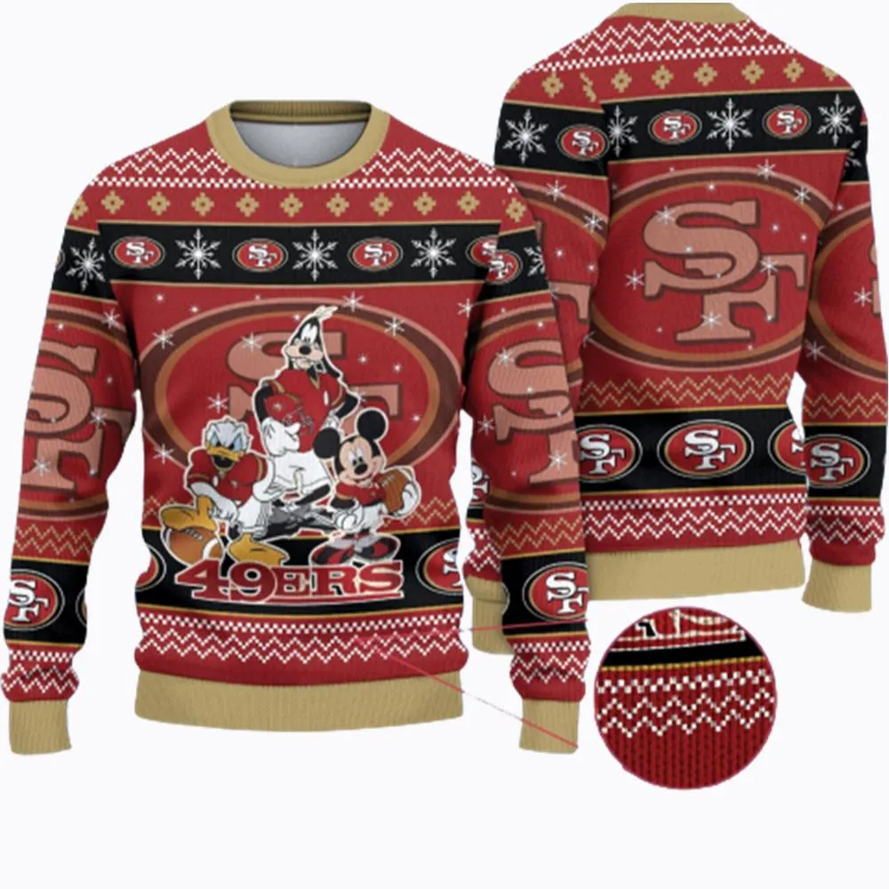 San Francisco 49ers Mickey And Friends Christmas Sweater Ugly Christmas Sweater