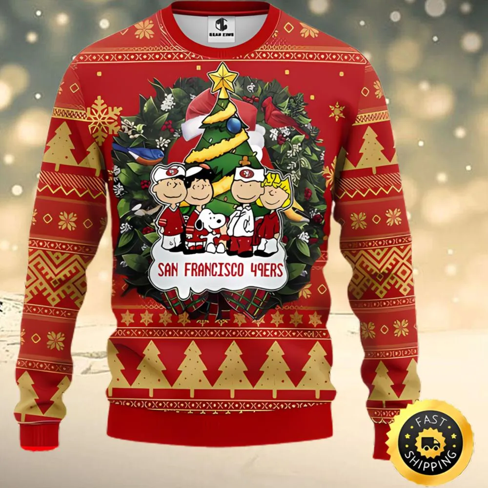 San Francisco 49ers Snoopy Dog Peanuts Family 2023 Xmas Gift Christmas Ugly Sweater