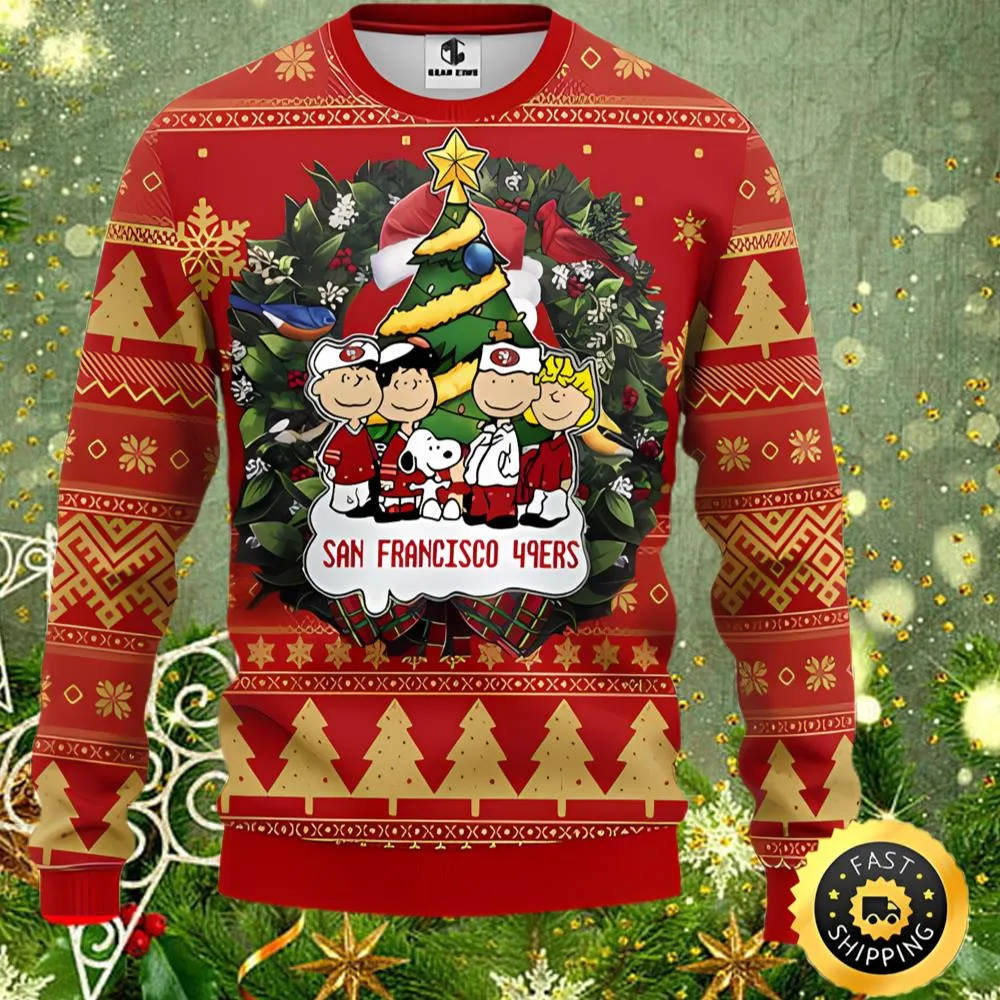 San Francisco 49ers Snoopy Dog Peanuts Family 2023 Xmas Gift Christmas Ugly Sweater