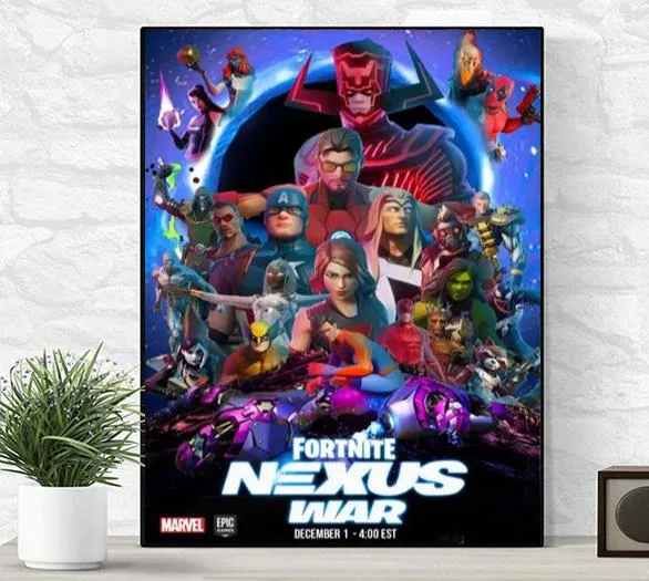 Marvel Fortnite Nexus War Video Game Poster For Gamer