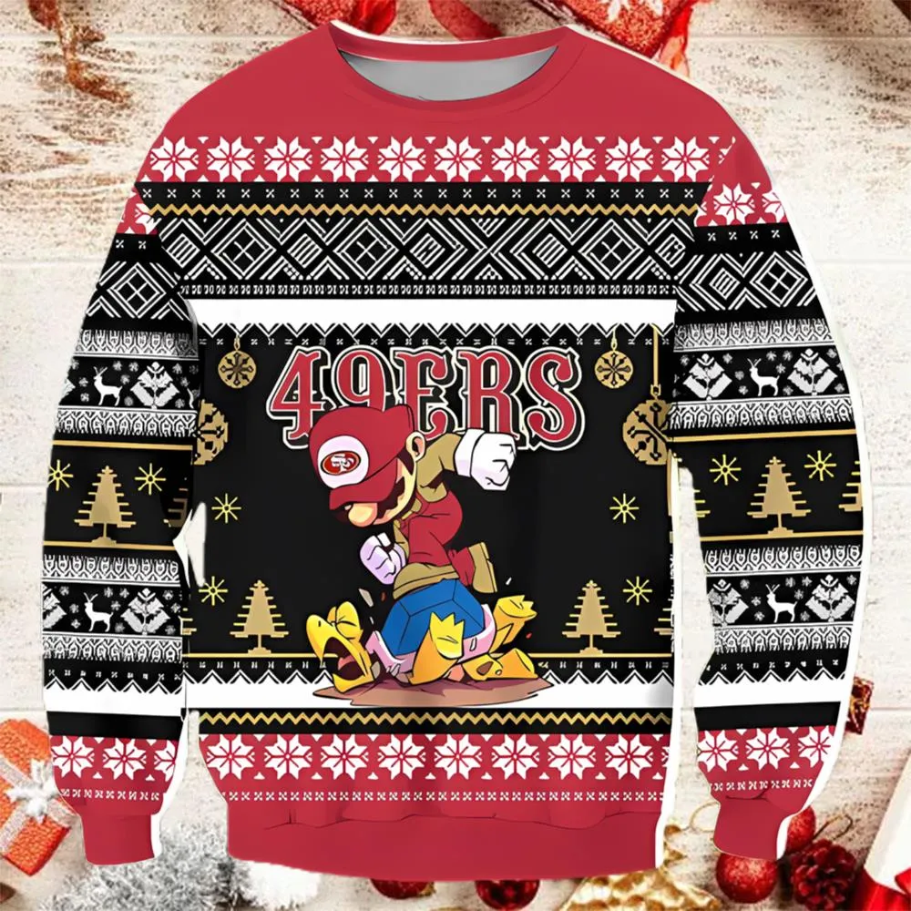 San Francisco 49ers Mario Ugly Christmas Sweater -san francisco ers mario ugly christmas sweater v v-Angelicshirt