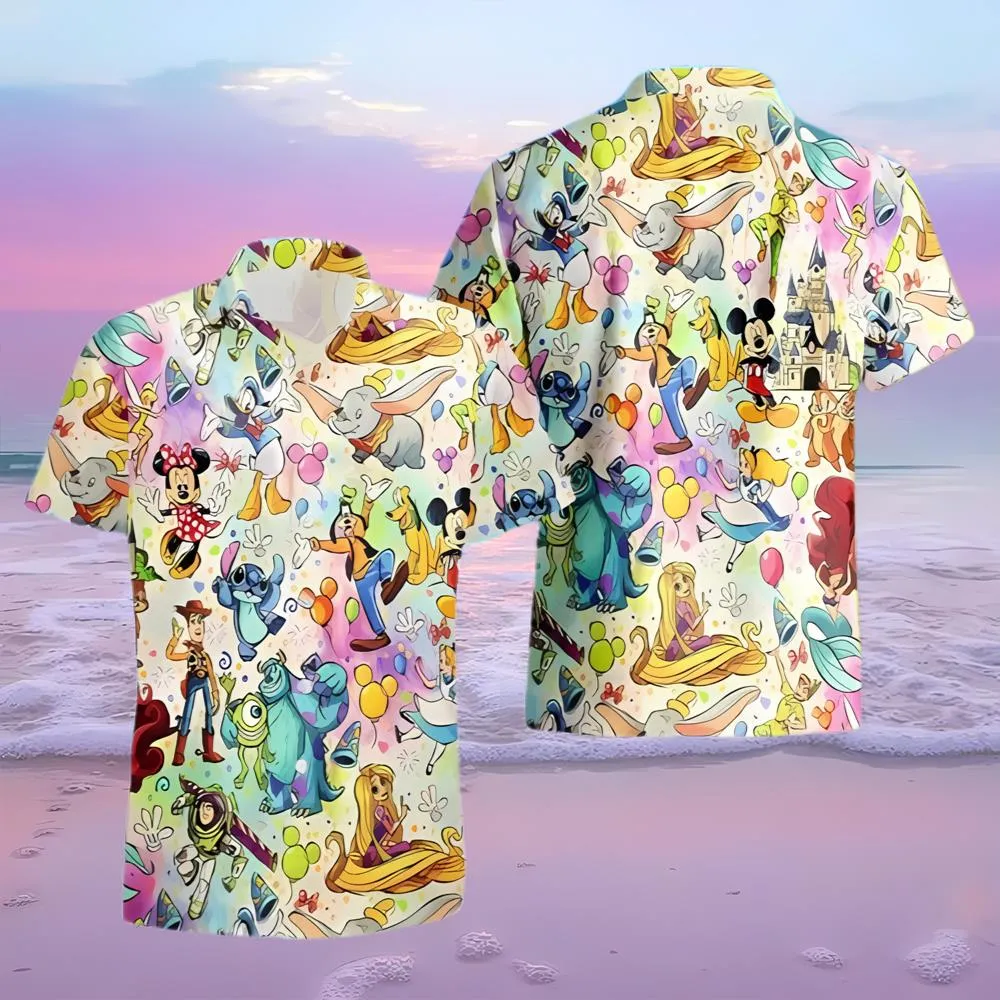Lilo And Stitch Hawaiian Shirt Disney Characters Summer Beach Gift