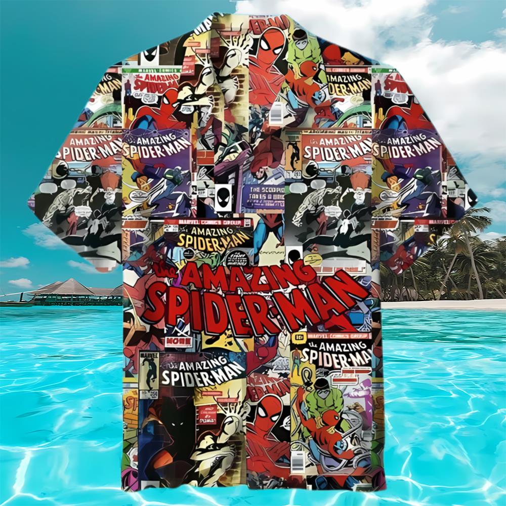 Spiderman Hawaiian Shirt Men, Superhero Short Sleeve Hawaiian Aloha Shirt