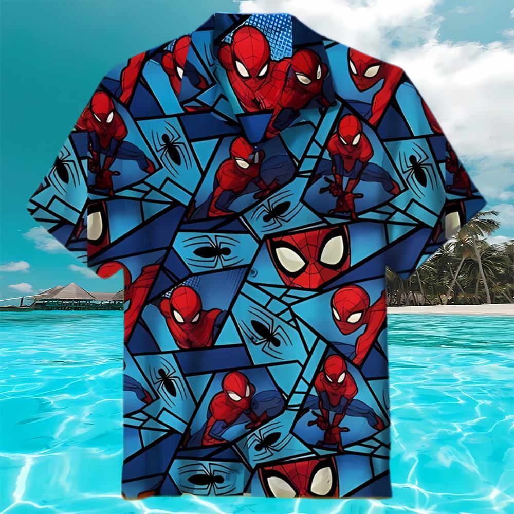 Spiderman Hawaiian Shirt, Vintage Spiderman Button up Shirt