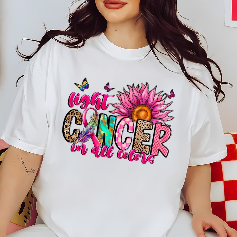 Cancer Gifts, World Cancer Day Shirt, Fight Cancer In All Colors, Ribbon Shirt, Cancer Fighter Shirt