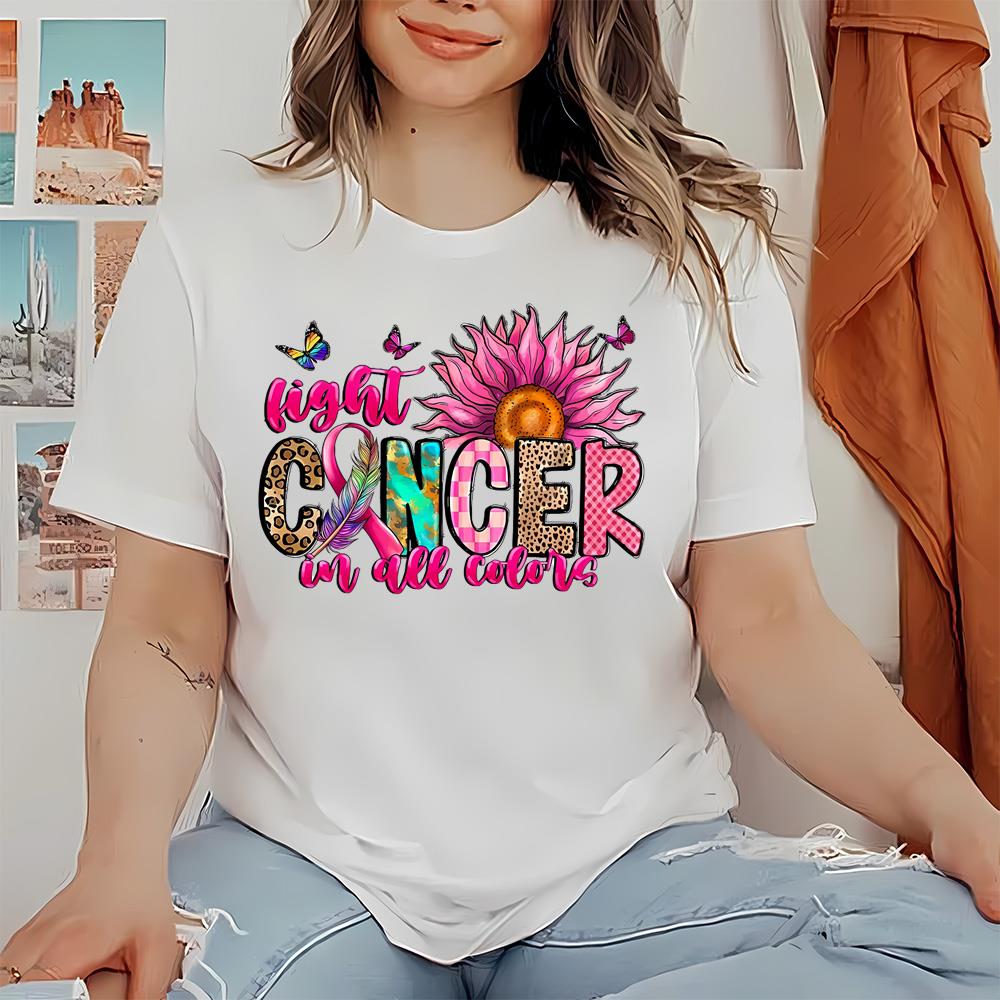 Cancer Gifts, World Cancer Day Shirt, Fight Cancer In All Colors, Ribbon Shirt, Cancer Fighter Shirt