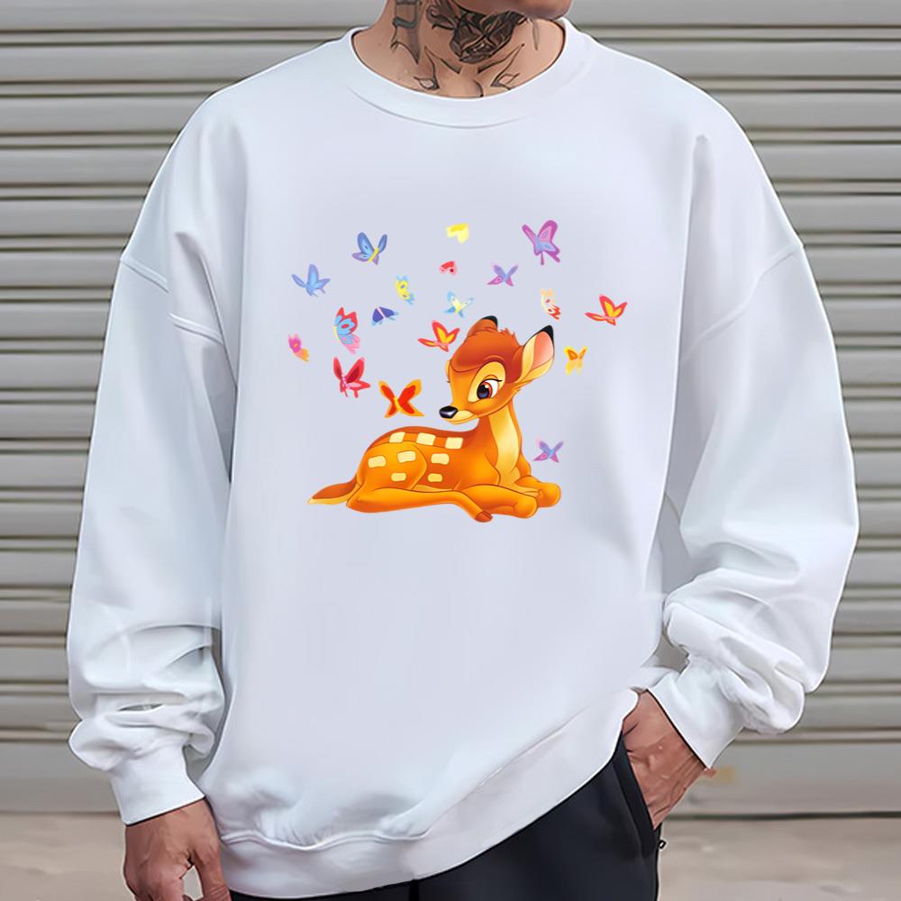 Cartoon Bambi And The Butterflies T-Shirt