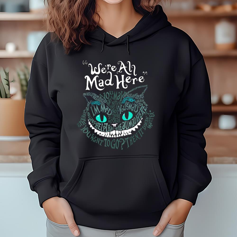 Cheshire Alice Cat We're All Mad Here Wonderland T Shirt
