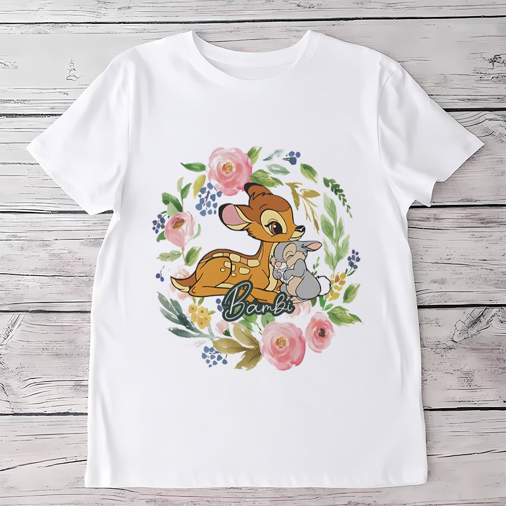 Cute Disney Bambi Flower Thumper Portrait Floral Shirt, Magic Kingdom Holiday Unisex T Shirt