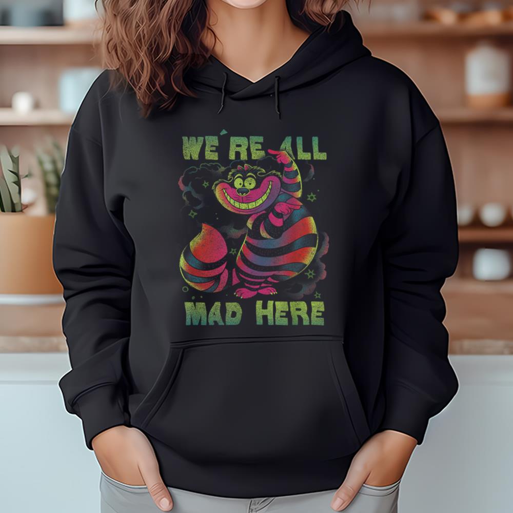 Disney Alice In Wonderland Cheshire Cat Neon All Mad Here T-Shirt