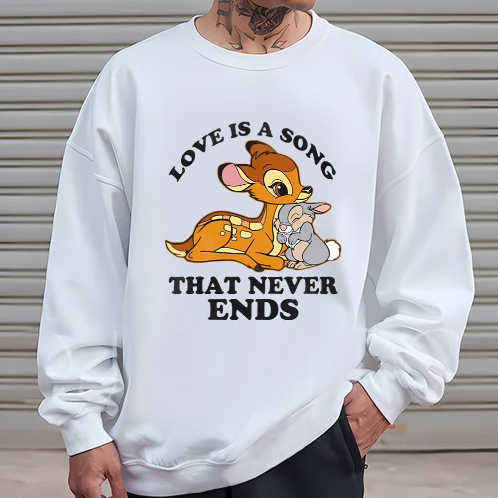 Disney Bambi And Thumper Rabbit Love Is A Song That Never Ends T-Shirt