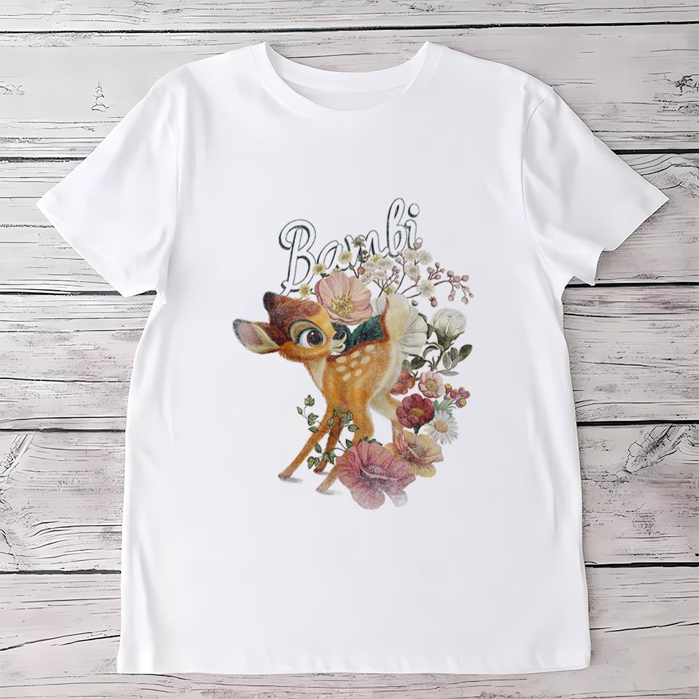 Disney Bambi Vintage Floral Poster T-Shirt
