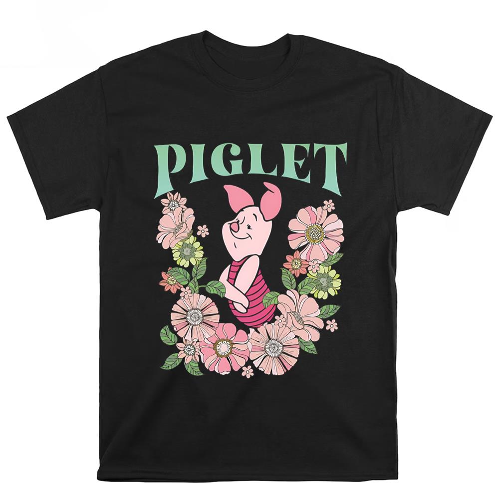 Disney Floral Piglet Flowers Portrait T-Shirt
