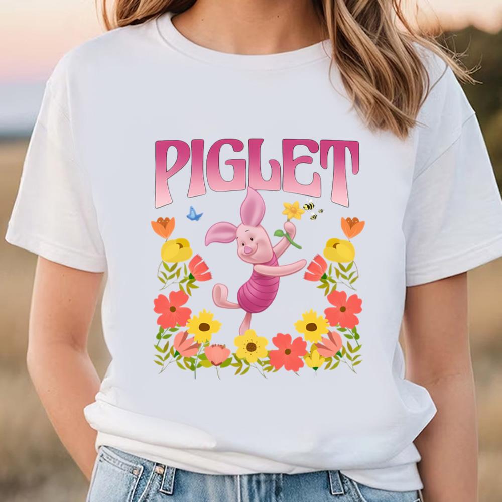 Disney Floral Piglet Portrait Graphic T-Shirt