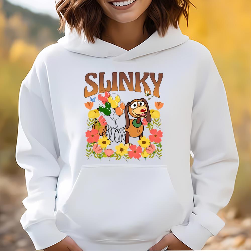 Disney Floral Slinky Dog Retro 90s Style T-Shirt